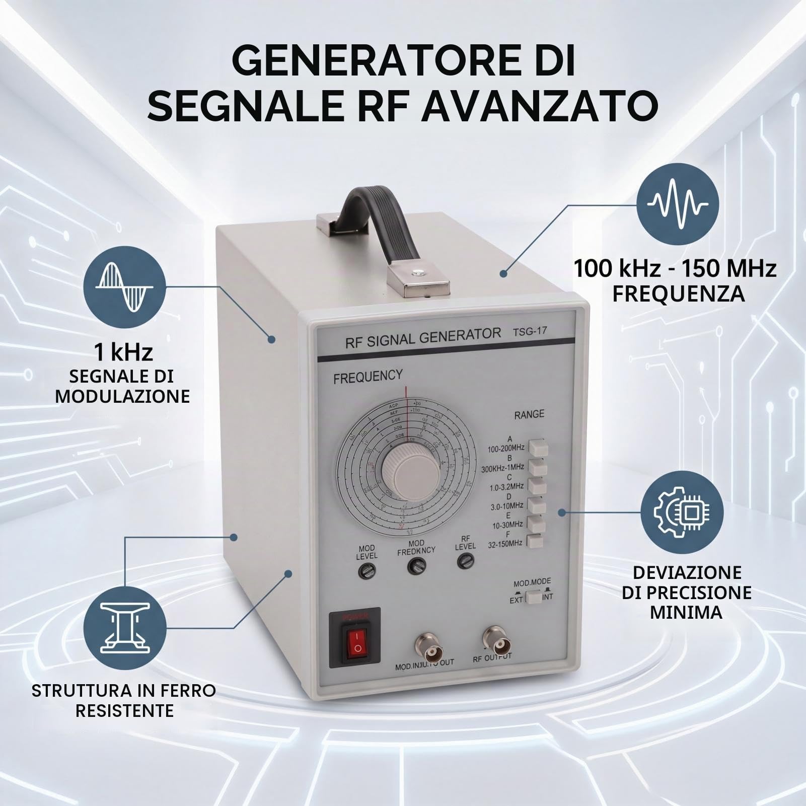TSG-17 Generatore di Segnale 100KHz-150MHz Generatore di Funzioni Ad Alta Frequenza con Piccola Deviazione di Precisione EU 10A-18A 250V