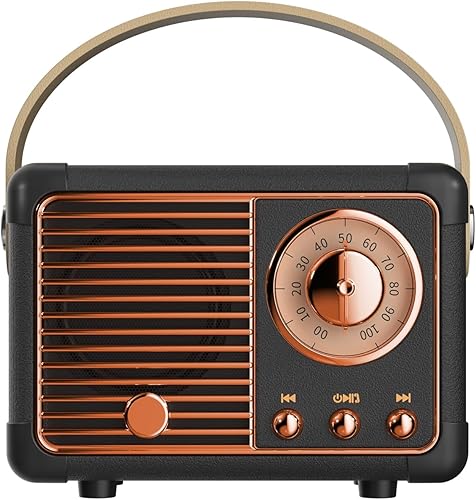 Miniatura 1 de Altavoz Bluetooth retro, mini altavoces portátiles inalámbricos compatibles con tarjeta USBTFAUX, altavoz Bluetooth de radio vintage para cocina,