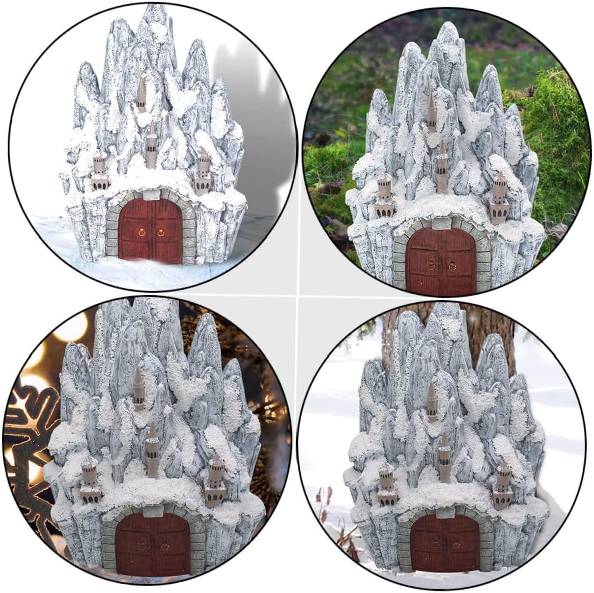 Icing Castle Decorative Snowy Ornament 8 Resin Castle Adornment Emulational ICY Design for Home Decor and Aquariums