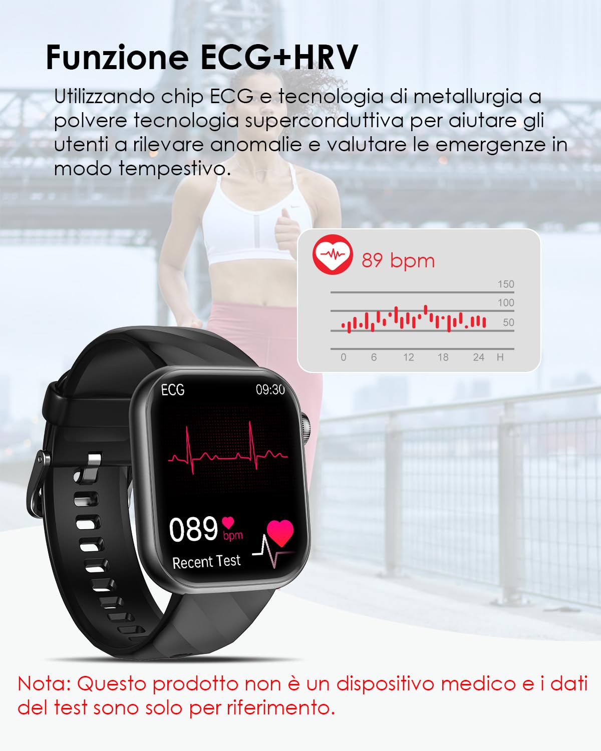 Lgnitek Smartwatch con ECG/𝐆li𝐜𝐞m𝐢𝐚/BMI/Acido Urico/Lipidi/HRV, 1,97" AMOLED Orologio Saluta con Funzione Telefono, 24H Pressione Sanguigna/Sonno/SPO2/Cardiofrequenzimetro, IP68 iOS Android