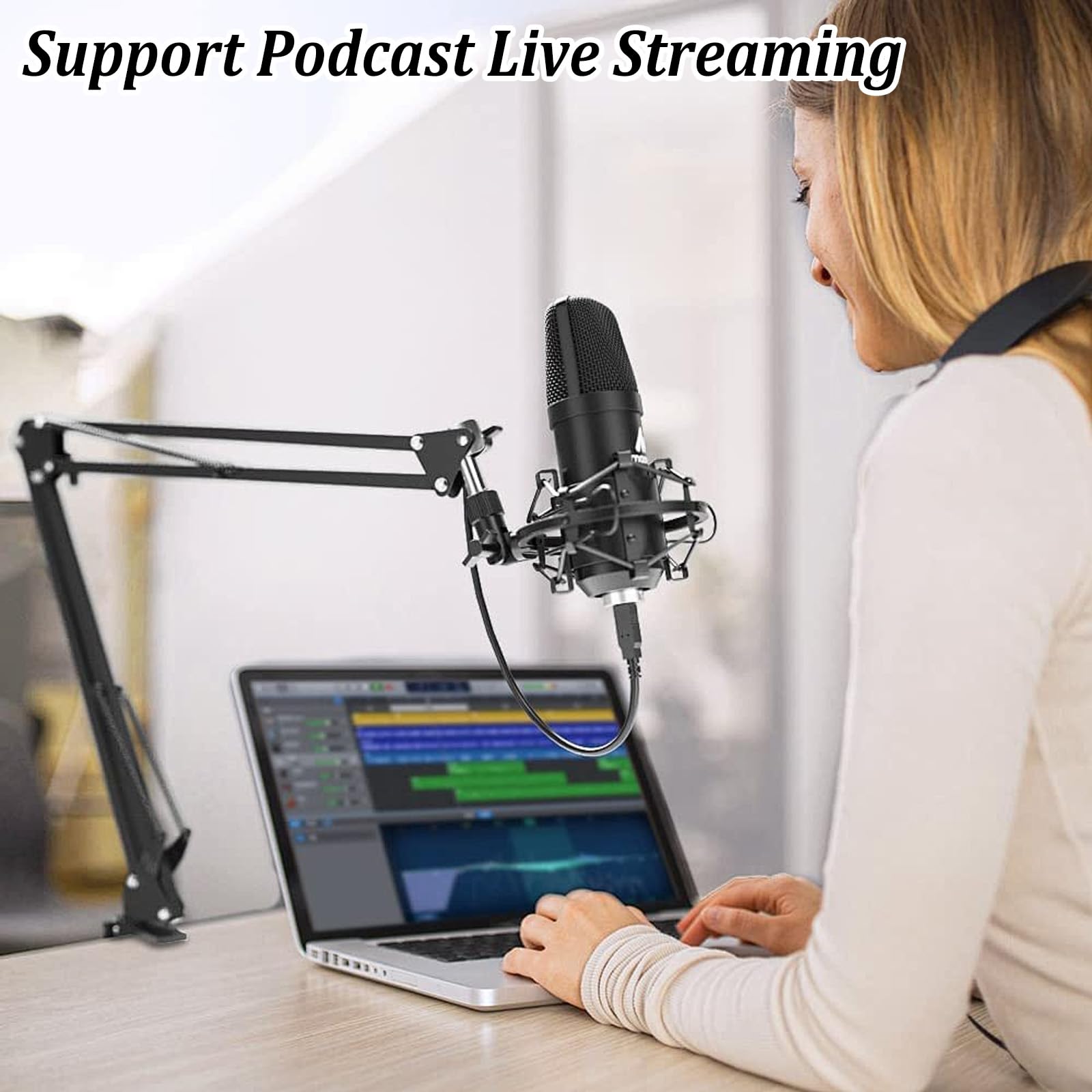 BM800 USB Nieren Kondensator Mikrofon mit Audio-Interface für Live-Streaming, Podcast, Aufnahme