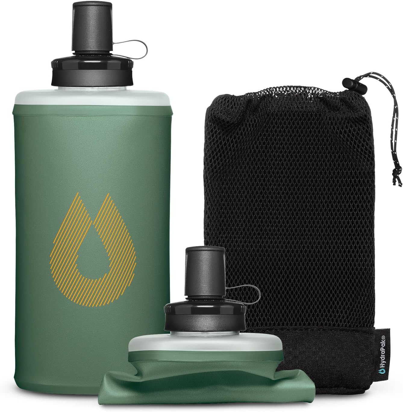 HydraPak PackFlask (500ml or 750ml) - Harness Mounted Water Bottle for Backpacks - Hands-Free, Easy-Access, Ultra-Light, Collapsible Pack Softflask for Hiking & Backpacking