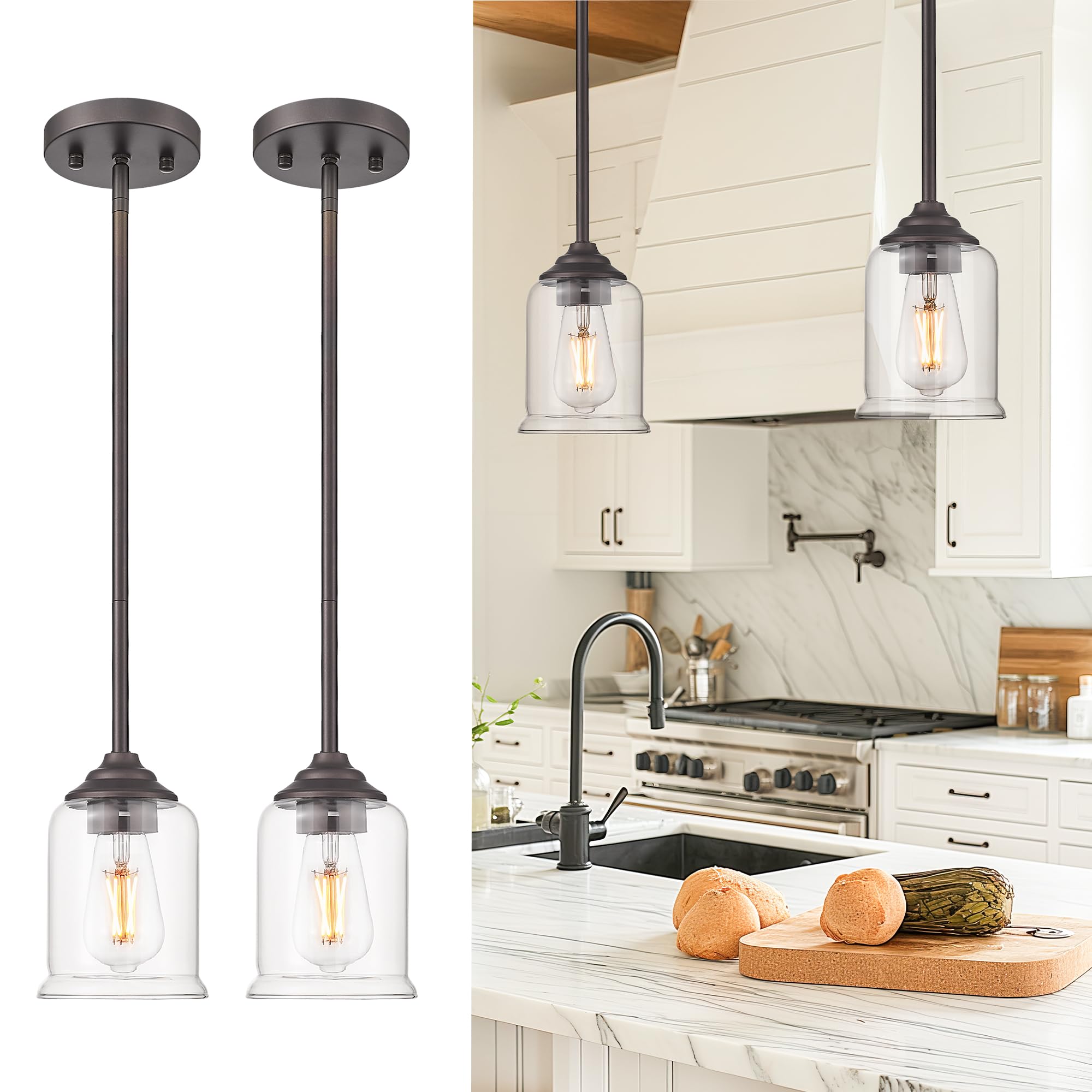 Amazon.com: zeyu Farmhouse Hanging Pendant Lights 2 Pack, Modern