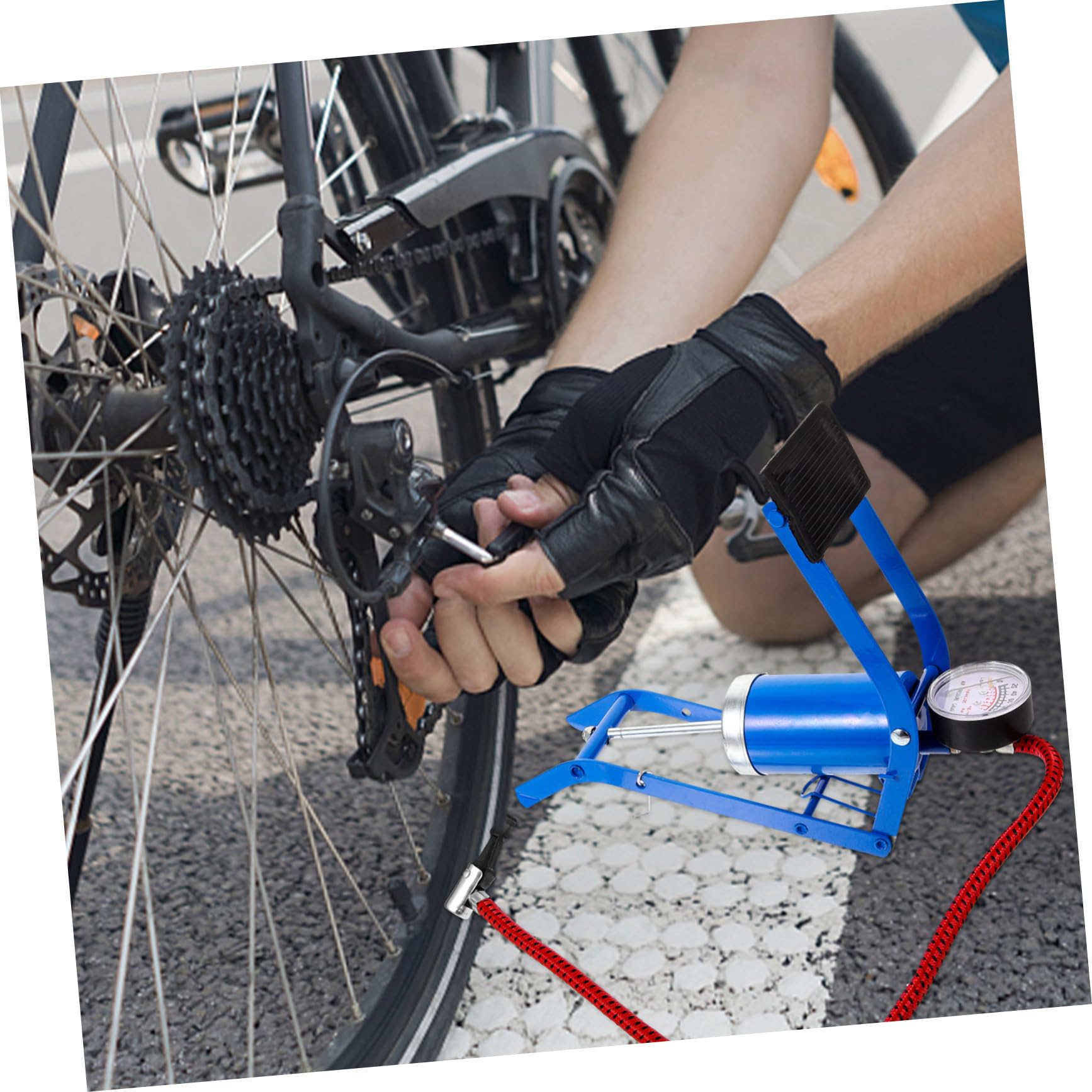 UPKOCH aktivierte Standpumpe Auto Reifenpumpe Fahrrad Rennrad Reifenpumpe Pumpe für den Zyklus Luft Pumpbike Hochdruck-Fußpumpe Standpumpen Inflator Bodenpumpe Eisen Blau
