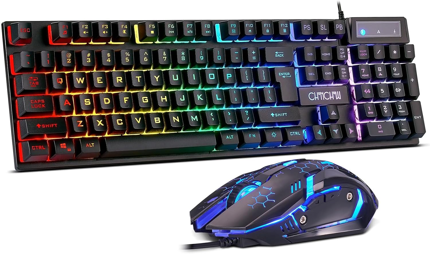 CHONCHOW Gaming Keyboard and Mouse Combo, USB Wired RGB Backlit, Mechanical Feel Anti-ghosting Keyboard 3200DPI Ergonomic Mouse, LED Gaming Set for Laptop PC PS4 Xbox Mac Game and Work CHONCHOW Gaming Keyboard and Mouse Combo, USB Wired RGB Backlit, Mechanical Feel Anti-ghosting Keyboard 3200DPI Ergonomic Mouse, LED Gaming Set for Laptop PC PS4 Xbox Mac Game and Work