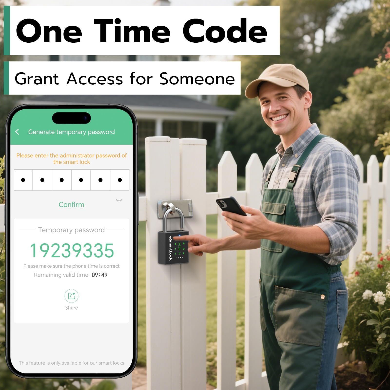 Eseesmart Robustes intelligentes Vorhängeschloss, Bluetooth-Vorhängeschloss mit Code und RFID, wetterfestes Code-Kombinationsschloss für Tor, Schuppen, Zaun, Garage, Spind, Container