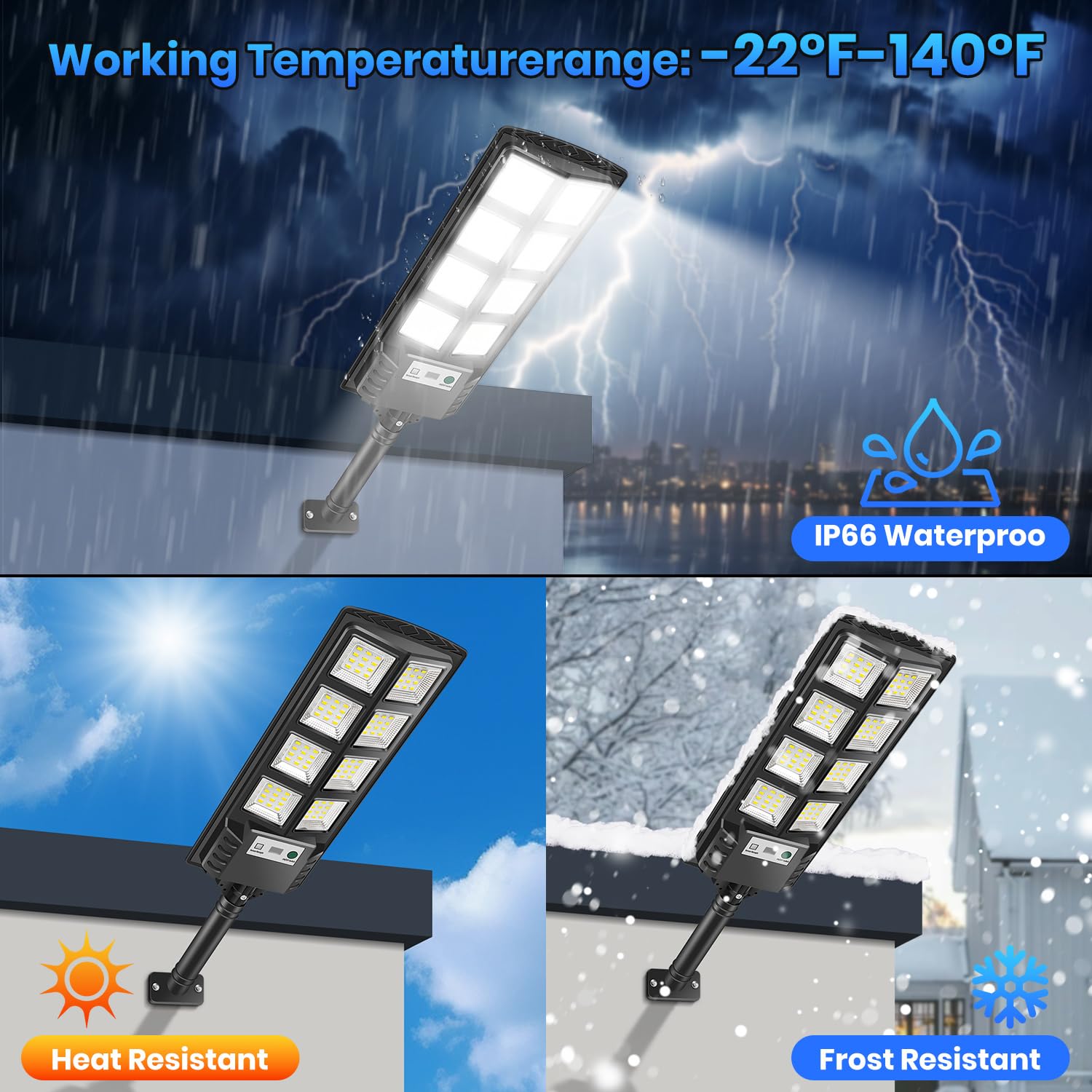 Farolas Solares Exterior, 6000K Focos Solar LED Jardín con Sensor de Movimiento y Control Remoto, IP66 Impermeable Lampara Solar Luz de Seguridad Exterior para Garage Patio Calle, 2 Pack