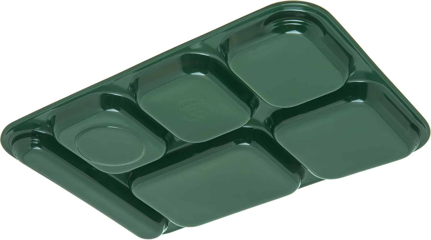 Carlisle FoodService Products Plastic Food Tray, Right-Hand 6-Compartment Tray for Schools, Dining Halls, and restaurants, Polypropylene, 14.5 x 10 Inches, Forest Green, (Pack of 12)