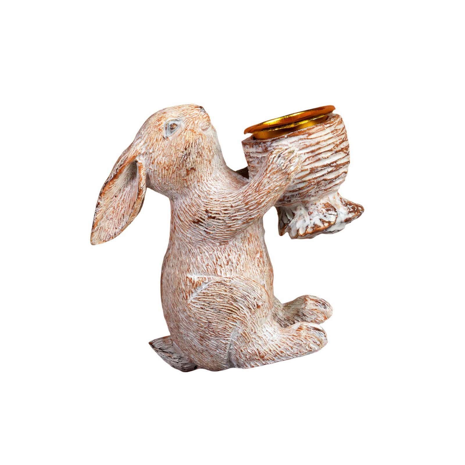 Xjdzineq Bunnies Decorations Easter Tealight Candleholder Resin Rabbits Figurines Statues for Table Home Decors Holders