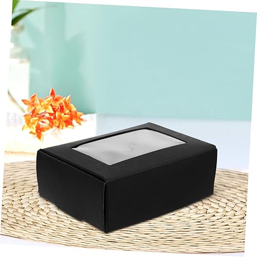 Miniatura 8 de EXCEART 100 cajas de papel kraft para boda, caja de regalo de chocolate, recipientes transparentes para tartas de viaje, jabón hecho a mano, fresa,
