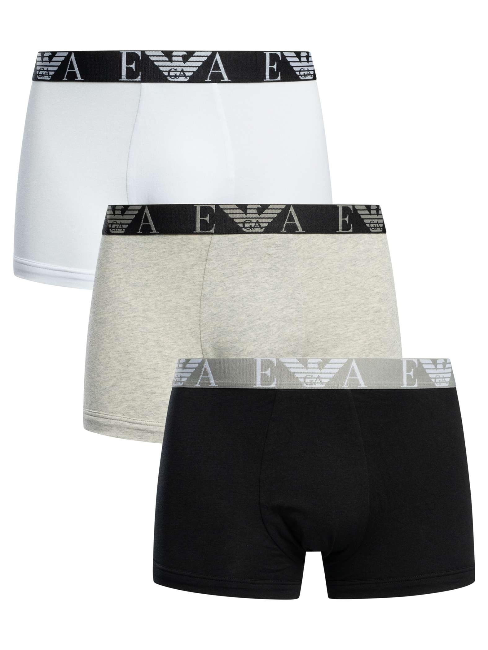 EMPORIO ARMANI Confezione da 3 Boxer da Uomo, Blk/Grey Mel/Bianco, M
