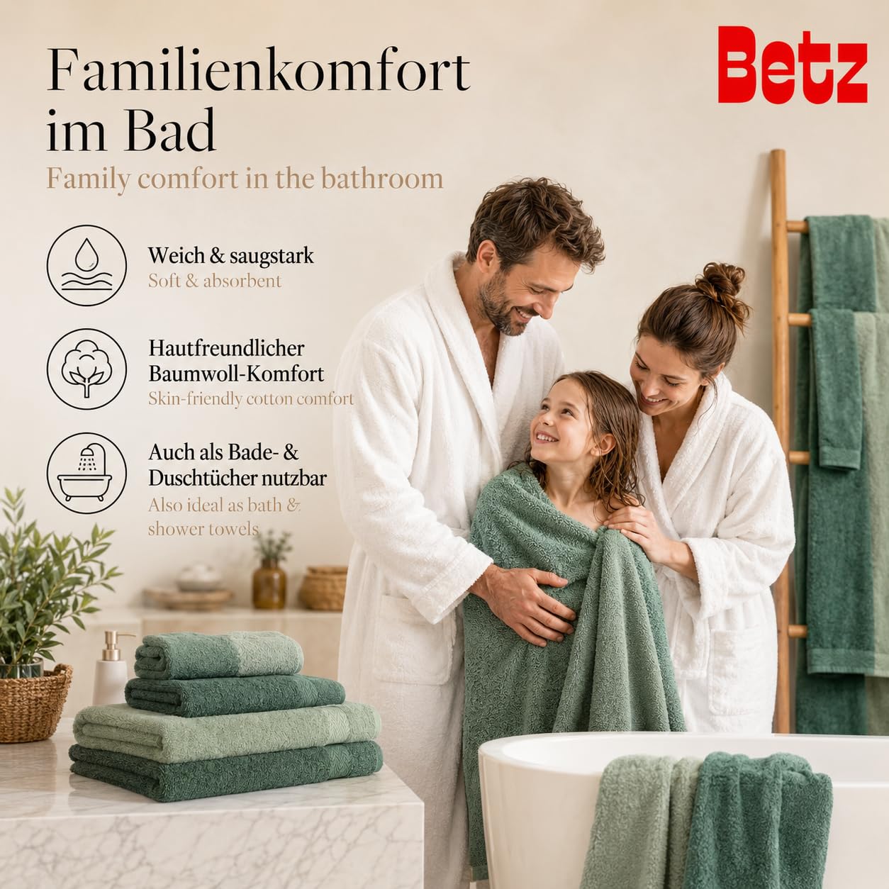 Betz Premium Handtuch-Set 12-teilig 100% Baumwolle Oeko-TEX Zertifiziert 470 g/m² heugrün tannengrün