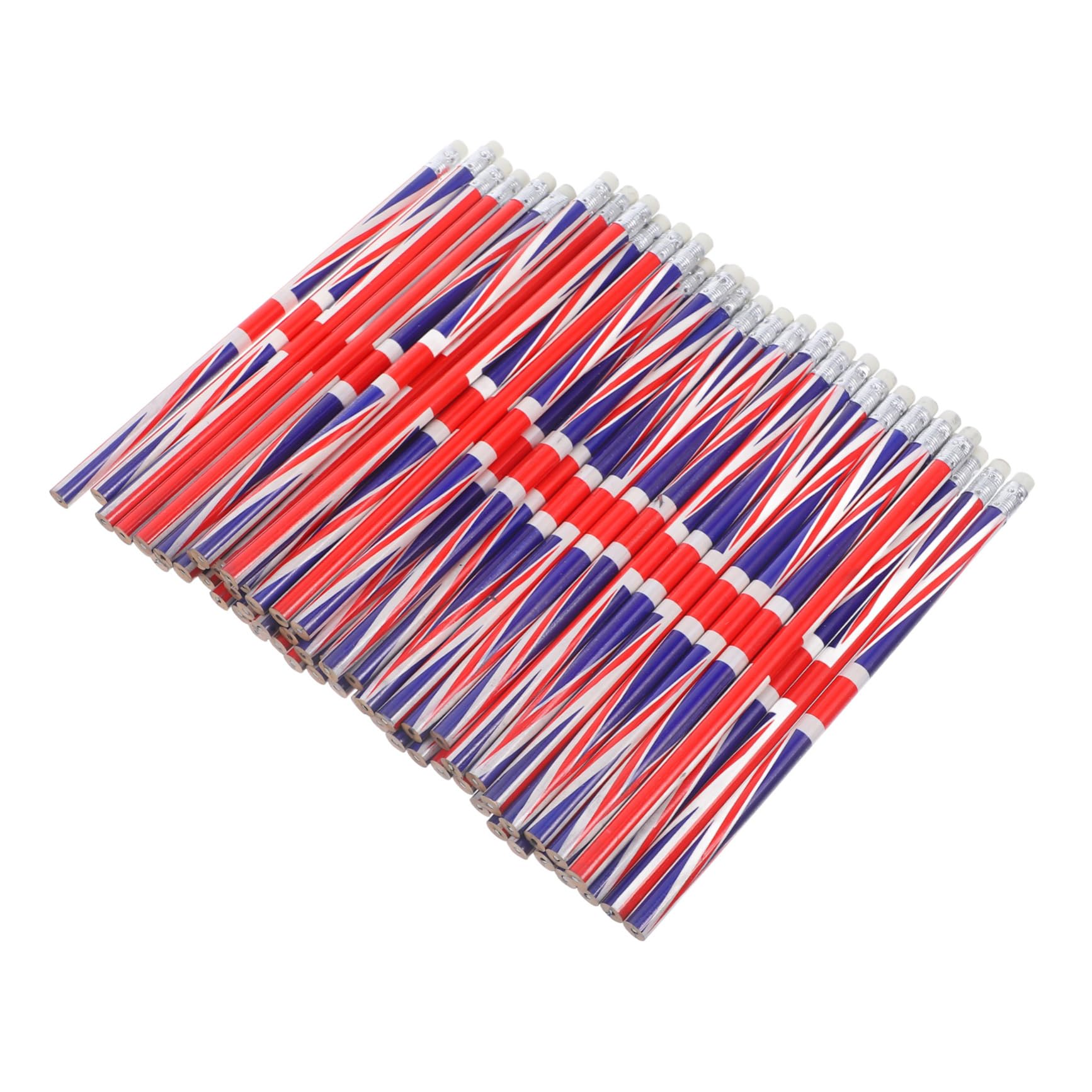 Housoutil 120 pièces Lot de Crayons à Bois avec Gomme Motif Drapeau Anglais Crayons Décriture Portables pour École Bureau et Fêtes
