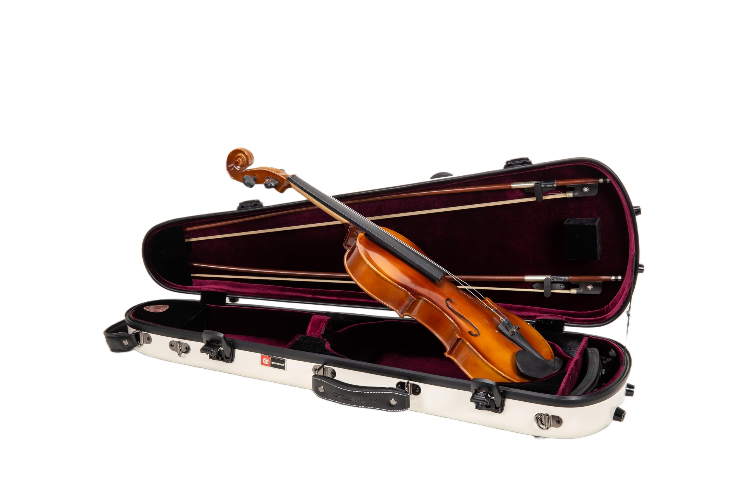 Crossrock Shaped Fiberglass Violin Case for 4/4 Size | Milky