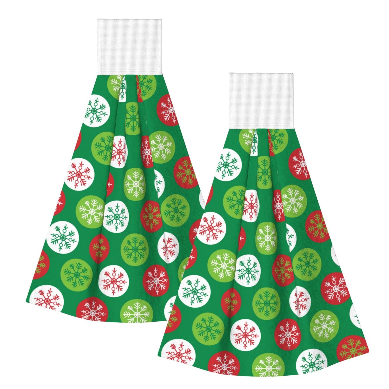 DOPKLNA Christmas Holly Berry Pattern, 2 Pcs Hanging Coral Fiber Hand Towels for Bathroom, Absorbent Kitchen Towels
