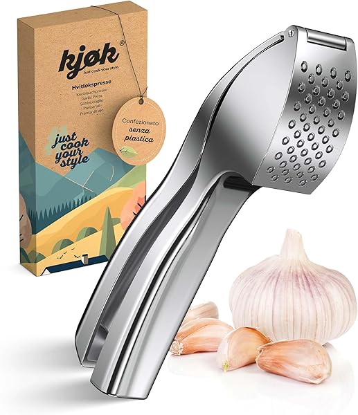 kjøk Premium Garlic Press with Ergonomic Handle
