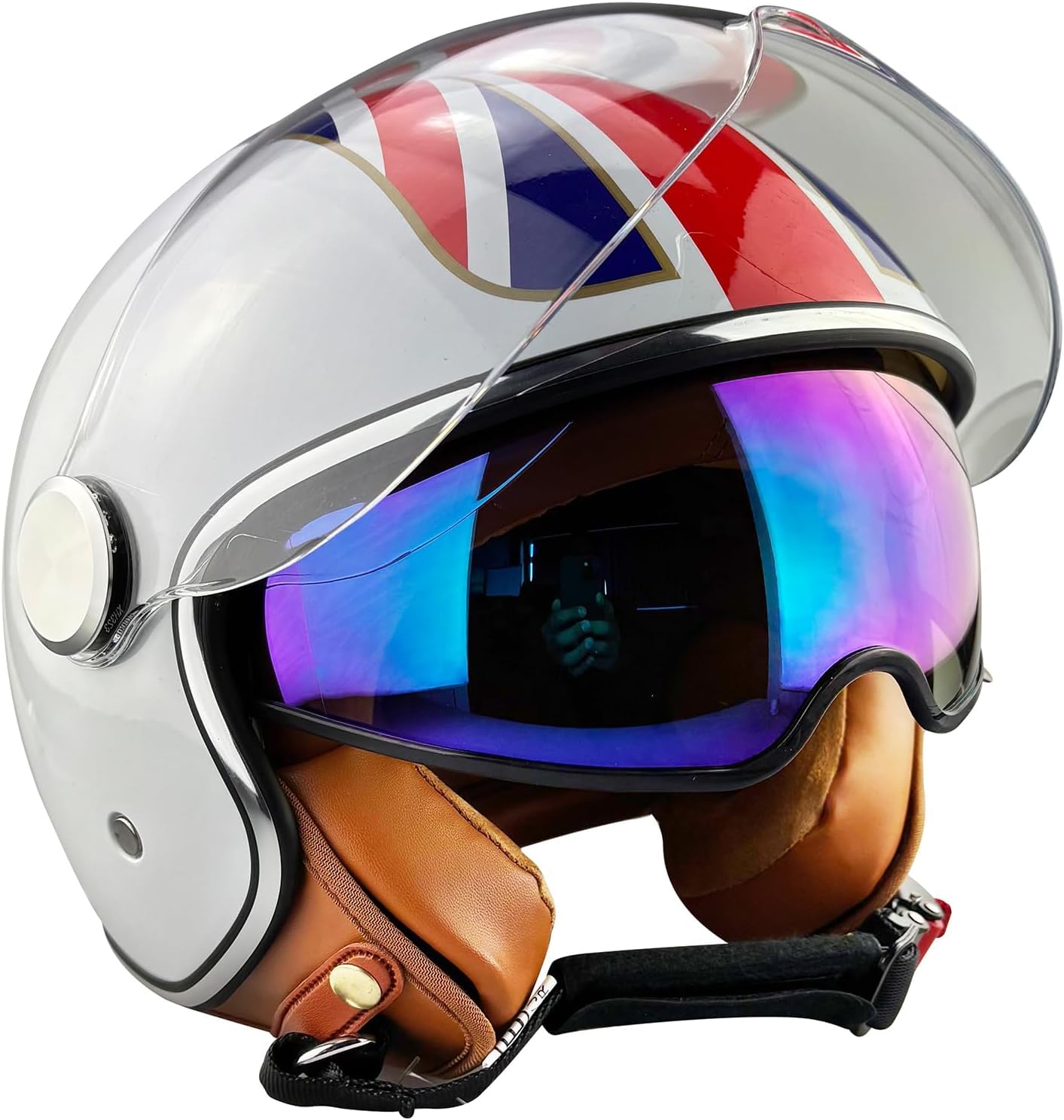 Casque de Moto Ouvert ViPER RSV19 - Casque Jet pour Scooter et Moto, pour Hommes et Femmes, avec visière Solaire