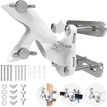 Flag Pole Holder,2-Positions No Drill Flag Pole Holder for Railing,for 1" Flagpole, Aluminium Flag Pole Mount for Porch & Fence Rail, Apartment Balcony,Square Railing,Five Installation Methods white
