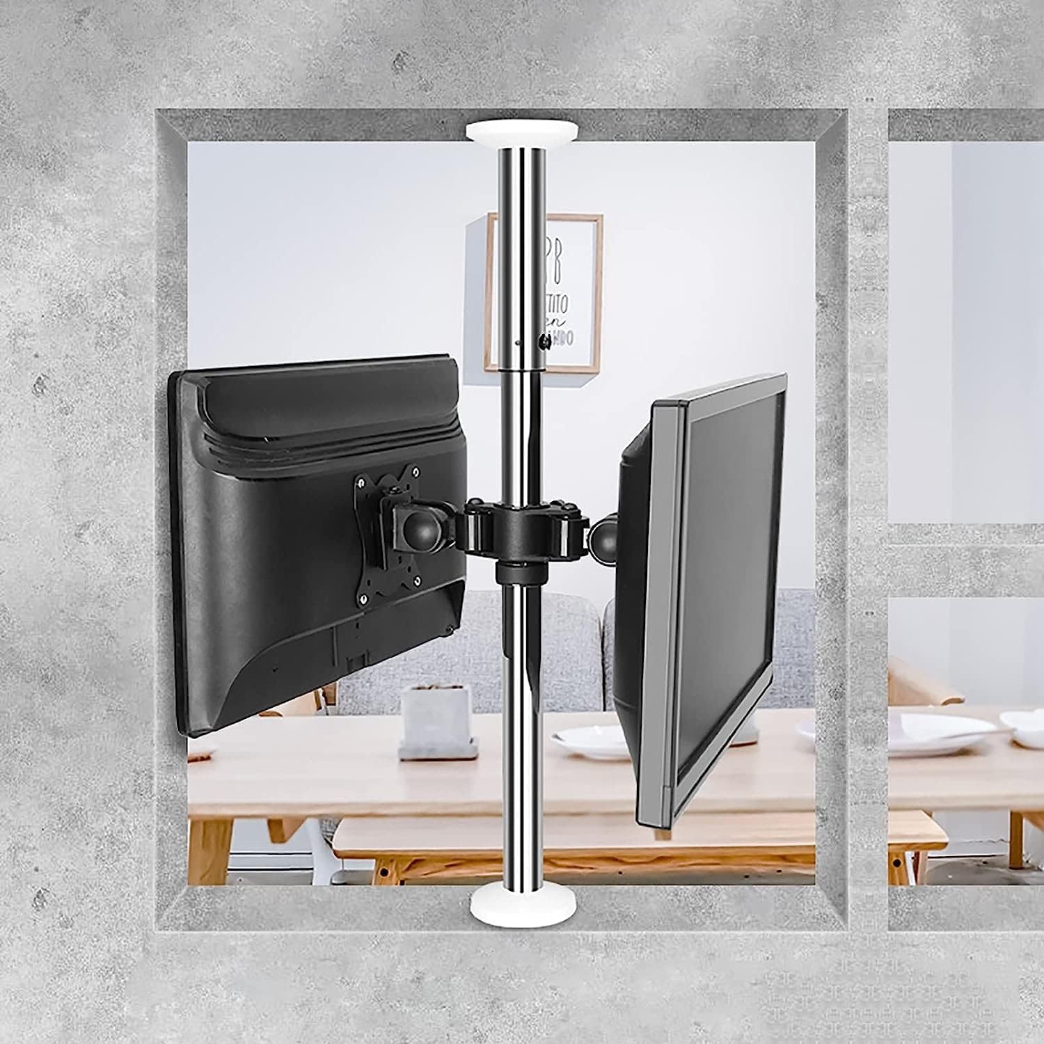 Double TV Mount,67-82cm/26.3-32.2inch Telescopic Height Adjustable TV Bracket,Fits 12-27inch LED Screen Display,360° Left and Right Rotation TV Mount