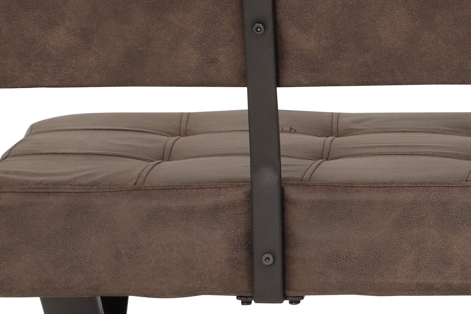 Hela Tische, Sitzbank Esszimmerbank Donna, mit Lehne, Bezug Softex Vintageoptik Braun, X-Metallgestell Anthrazit, 140x61x93 cm