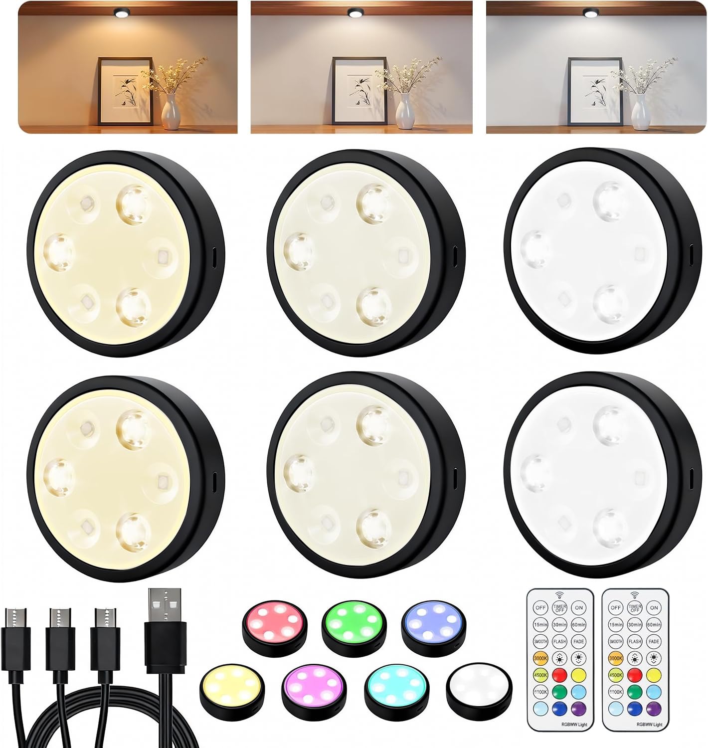 HOLKPOILOT Puck Lights with Remote
