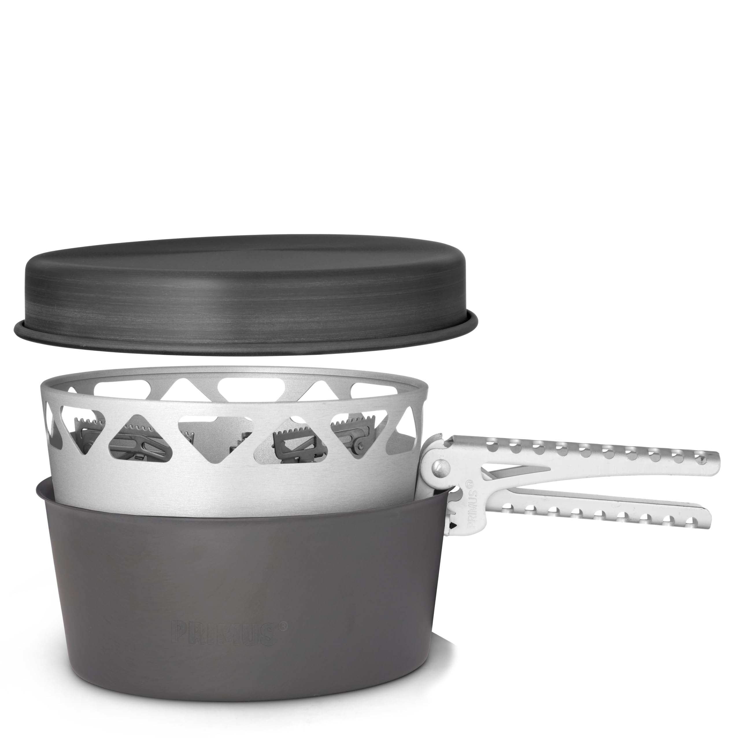Primus Gas Stove Camping Cooking Set - Essential Plus Stove Set - 1x Camping Pan - 1x Camping Pot LiTech 1.3L - 1x Built in Gas Burner - Camping Cooking Equipment - Camping Stove Set - Camping Pan Set