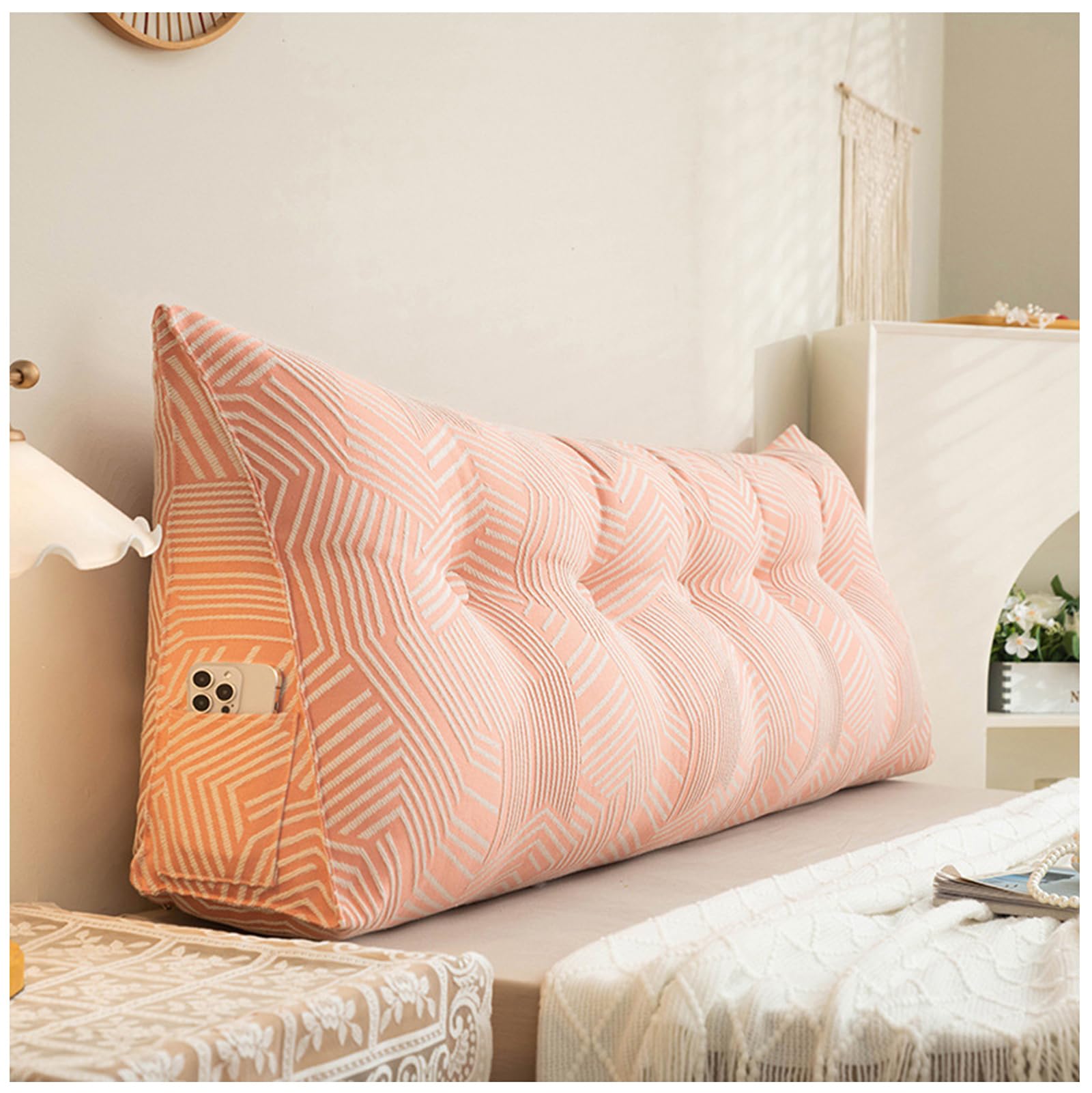 Coussin triangulaire pour tête de lit avec housse amovible lavable pour le dos