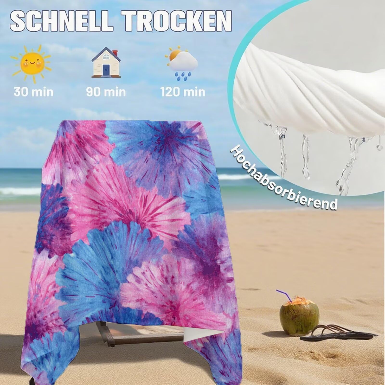 Toallas de Playa Microfibra Rosa Toalla Playa Grande 180x90 cm Mujer Hombre Secado Rápido Absorbente Toallas Gimnasio Suave Sin Arena Ligera Toalla Microfibra para Playas Piscina Viajes Camping Q-171