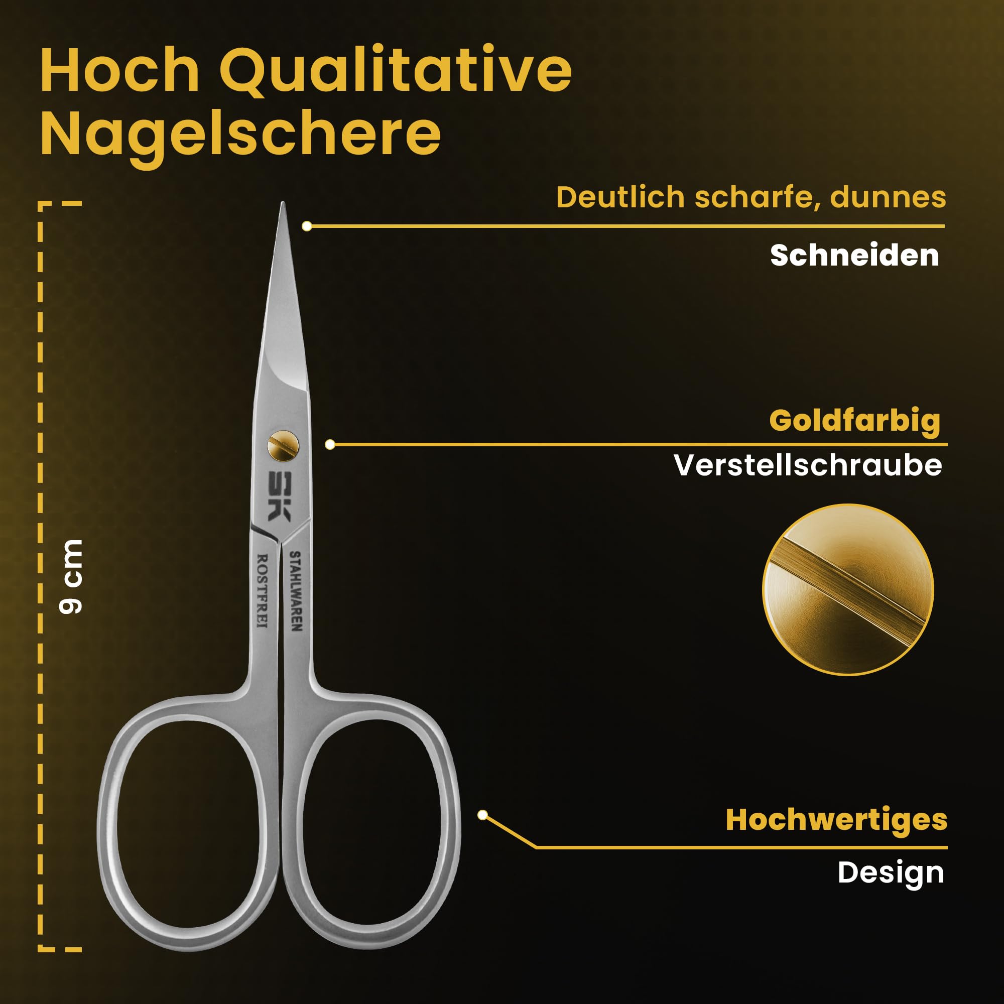 Ciseaux à ongles courbés de qualité supérieure - Avec sonnette tranchante - Ciseaux à cuticules en acier inoxydable - Ciseaux à ongles pour bébé - Ciseaux à ongles des orteils - Avec