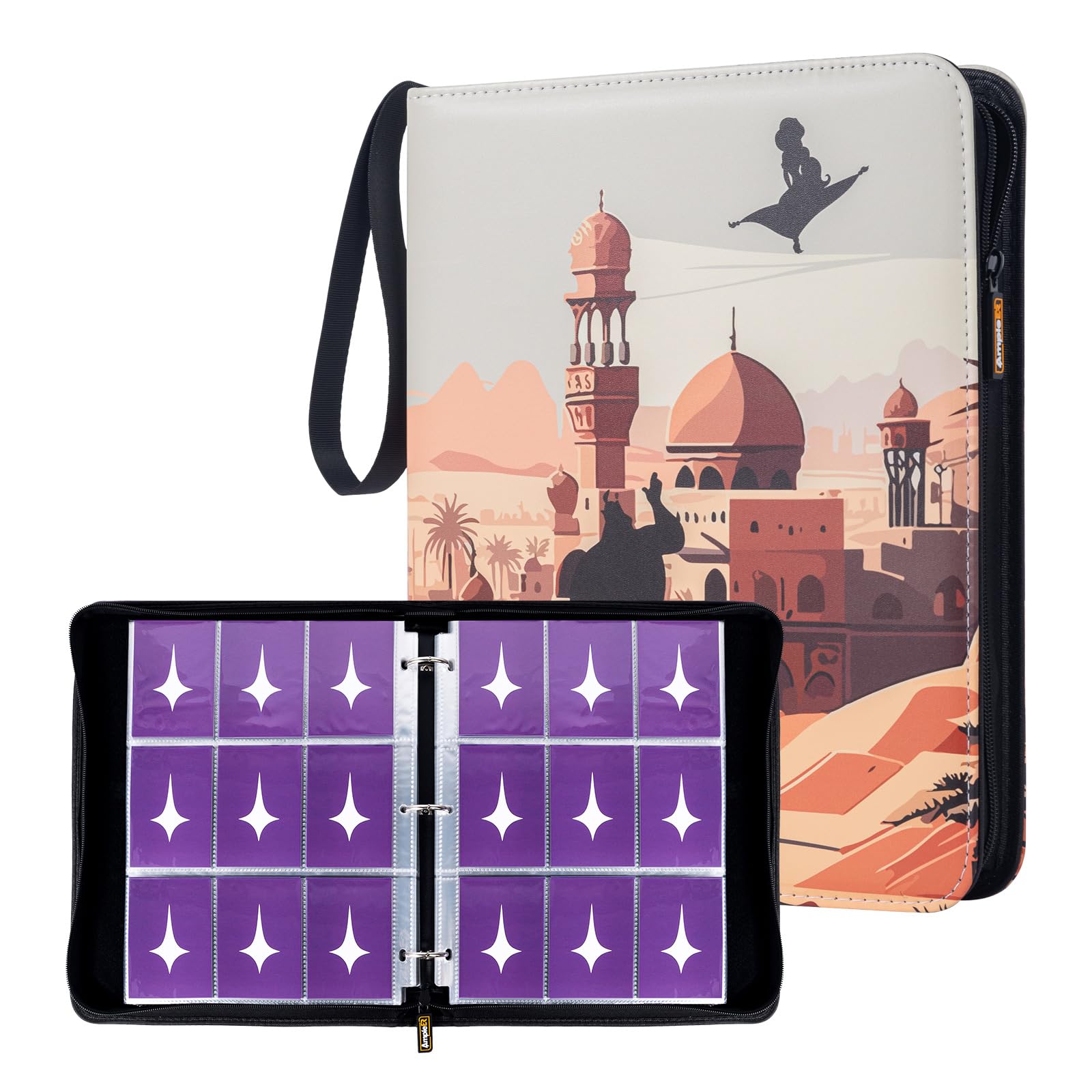 Ampleer Trading Card Binder, 9 Pocket Sleeves Compatible with 900 Lorcana Cards, fits for MTG TCG Storage Display Collection (AD)