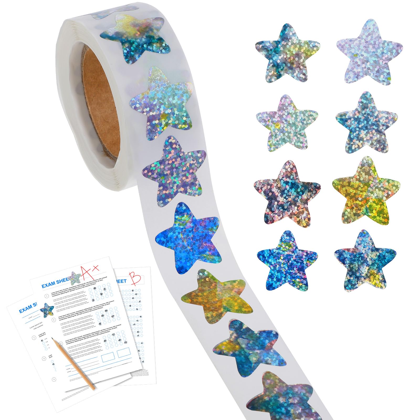Wondsea 500 adesivi a forma di stella, autoadesivi, colorati per bambini, impermeabili, ideali per la scuola, il fai da te e le feste