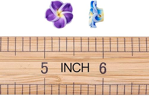 Miniatura 6 de Craftdady 200 cuentas sueltas de arcilla polimérica Plumeria Flower Spacer de 0.472 x 0.315 in, colores mezclados al azar, 5 pétalos, cuentas