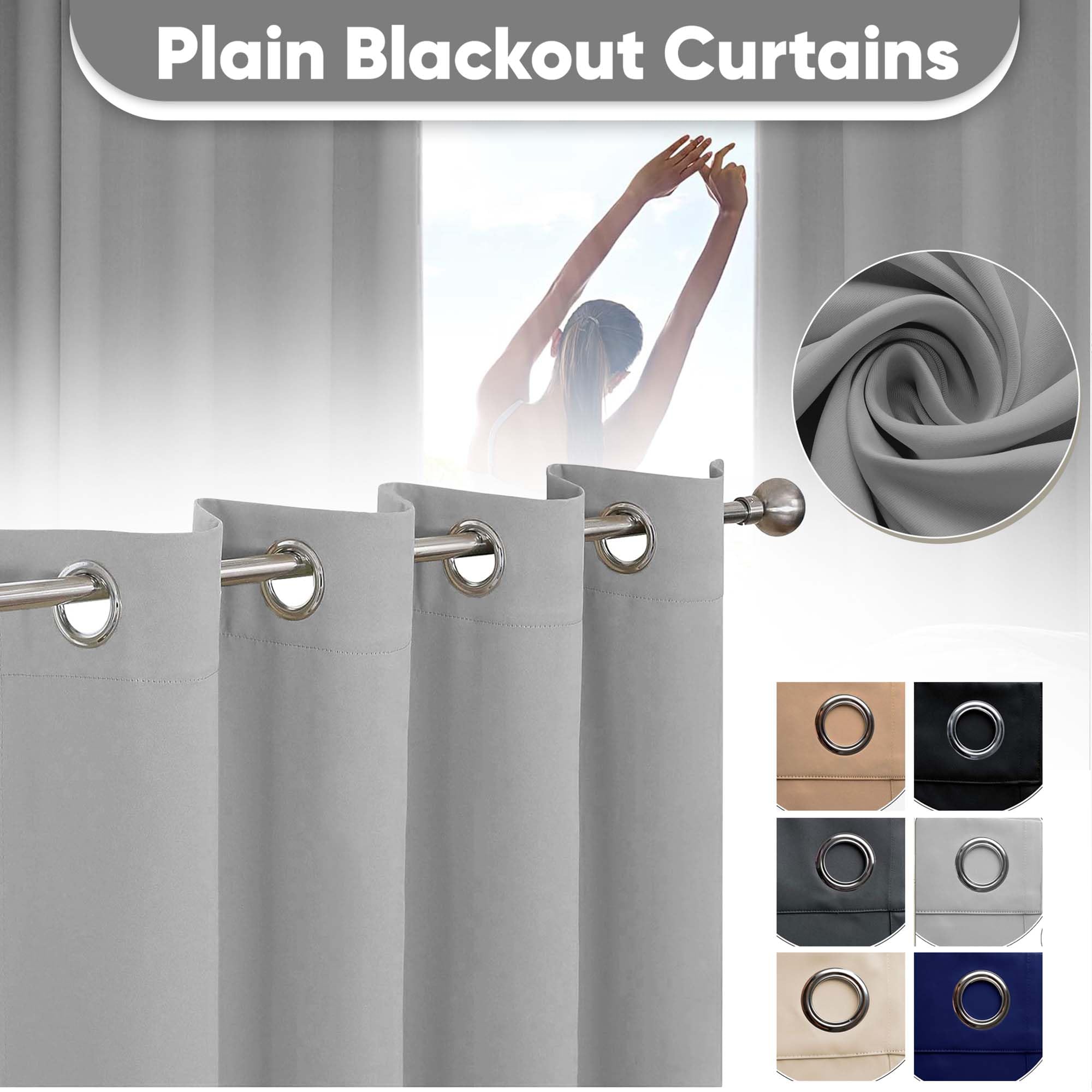 Yorkshire Bedding Eyelet Blackout Curtains 66x84 Inch Bedroom Thermal Insulated Light Grey Curtains for Livingroom Darkening 1 Panel + 1 Tieback - Image 3
