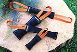 Beißwurst Leder, Schwarz 25 x 5cm, 2 Schlaufen in Orange gummiert