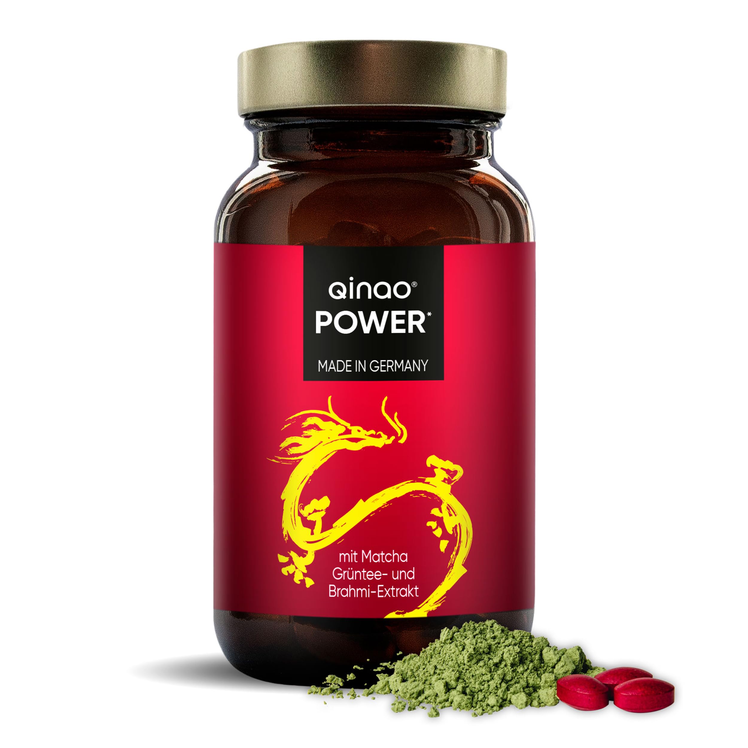 POWER – 90 Kapseln für langanhaltende Energie – Vegane Koffeintabletten mit Matcha, Brahmi & grünen Kaffeebohnen – verhindert Ermüdung – 145 mg Koffein pro Pastille