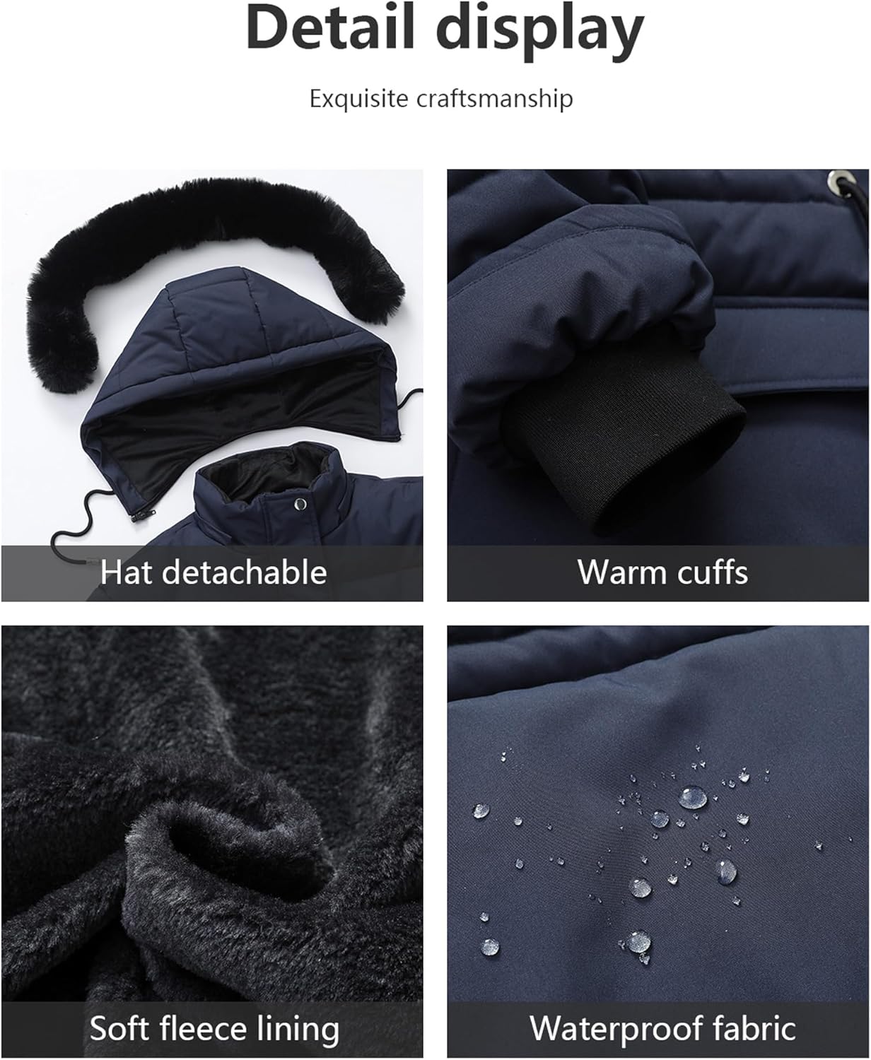 Women's Plus Size Down Coat Parka Jacket | Waterproof, Windproof, Detachable Hood, Thicken for Winter Warmth - Image 5