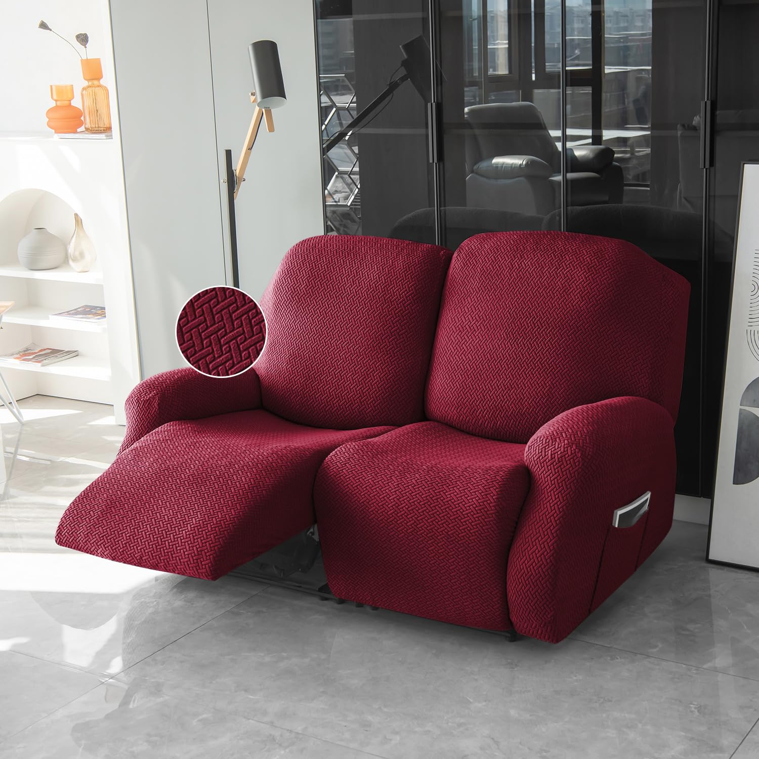 HOKIPO Recliner Cover - 3 Seater Grey -17
