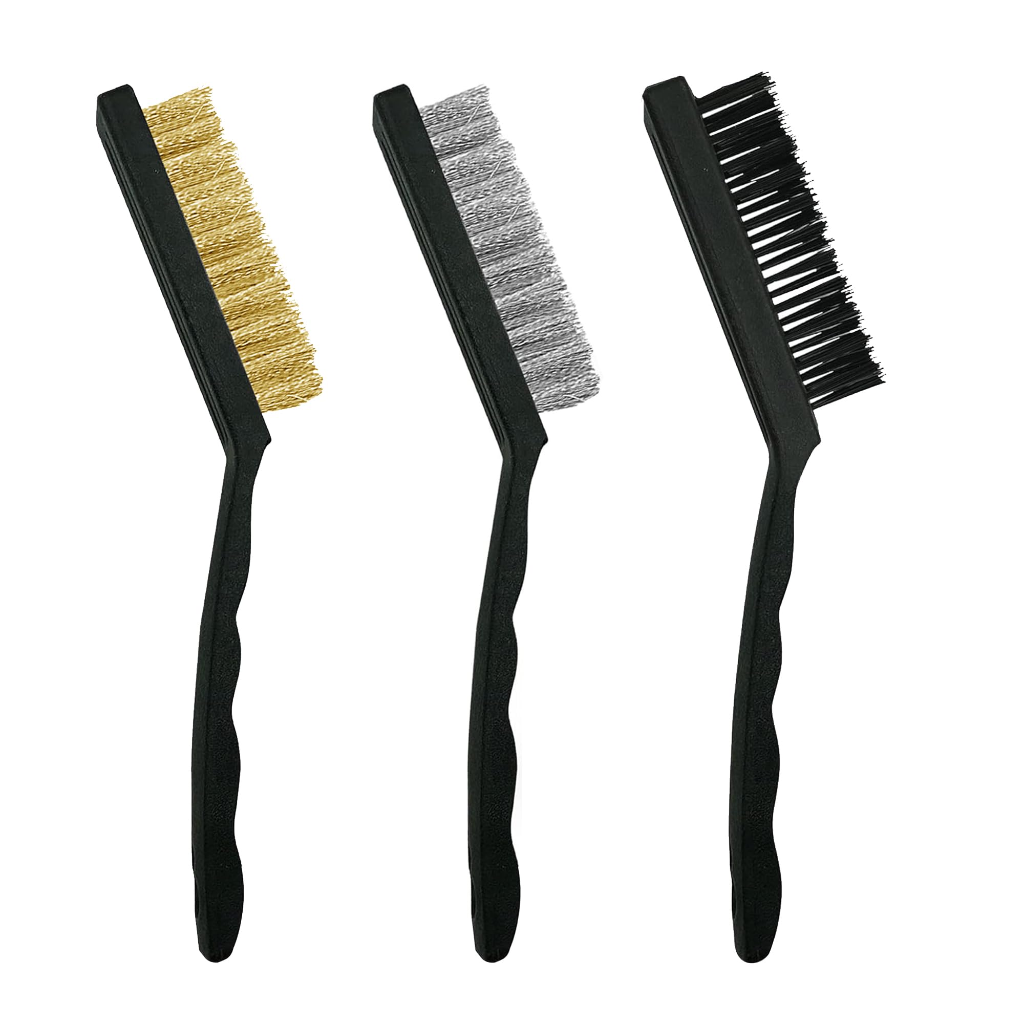 G4GADGET Pack of 3 Steel Nylon & Copper Wire Brush Cleaning Paint Metal Rust Remover Brushes