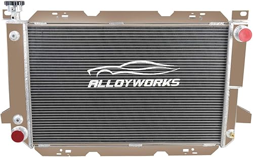 ALLOYWORKS Radiador de aluminio de 3 filas para Ford F-150 F-250 F-350 F150 F250 F 350 Bronco 5.0L 5.8L 7.5L V8 Radiadores de flujo cruzado de