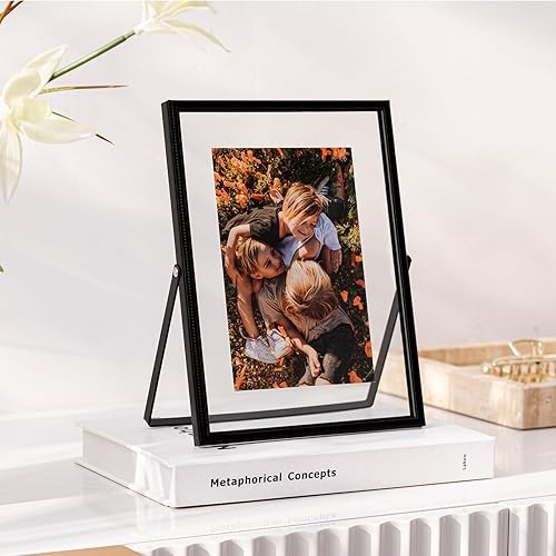 Miniatura 5 de eletecpro Marco de fotos de 4 x 6 pulgadas hecho de metal y cubierta de vidrio, para múltiples tamaños de hasta 6 x 8 pulgadas, marco de fotos negro