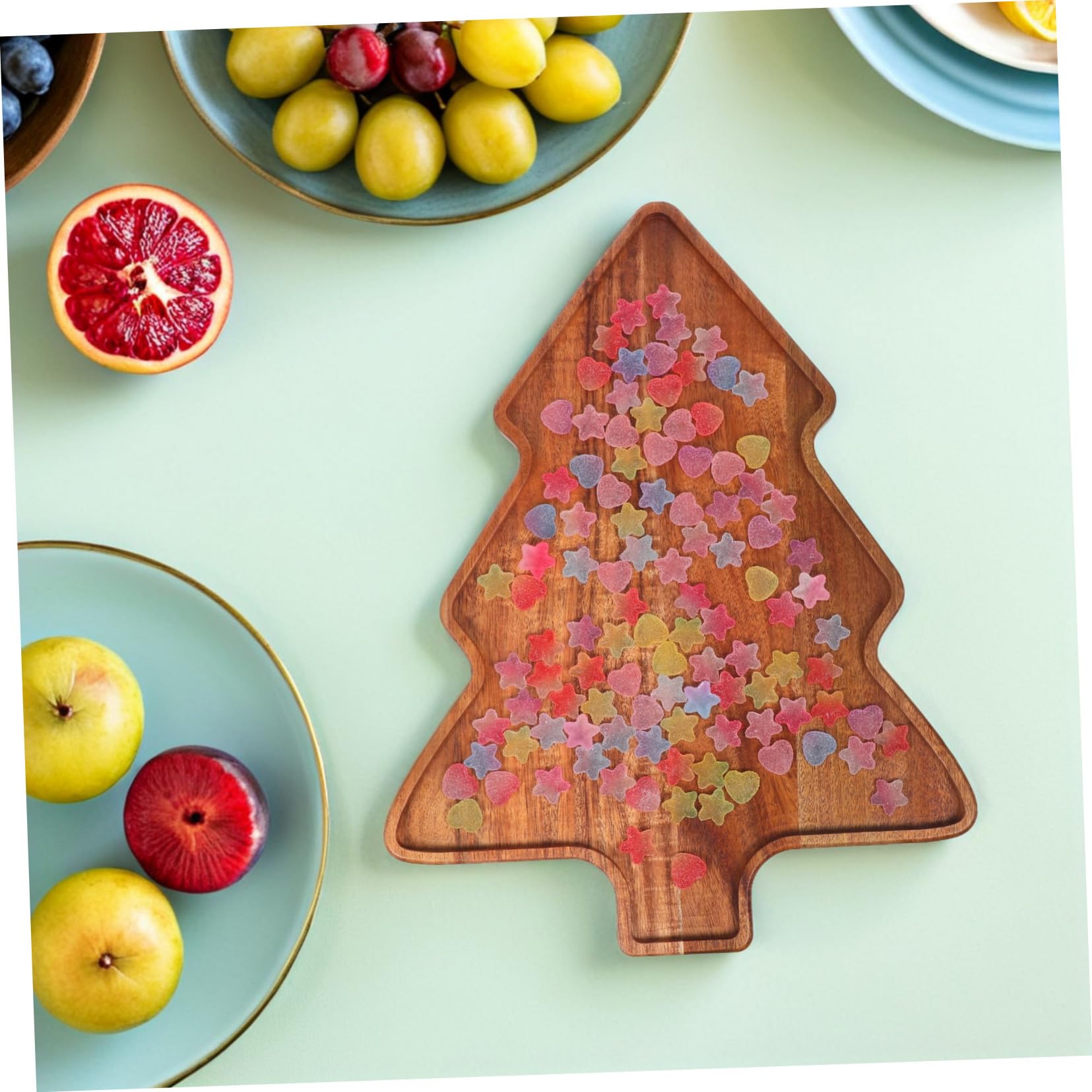 Bandeja de Servir de Madera de Acacia Forma de Árbol de Navidad Diseño Festivo para Aperitivos Quesos y Postres Reuniones Navideñas