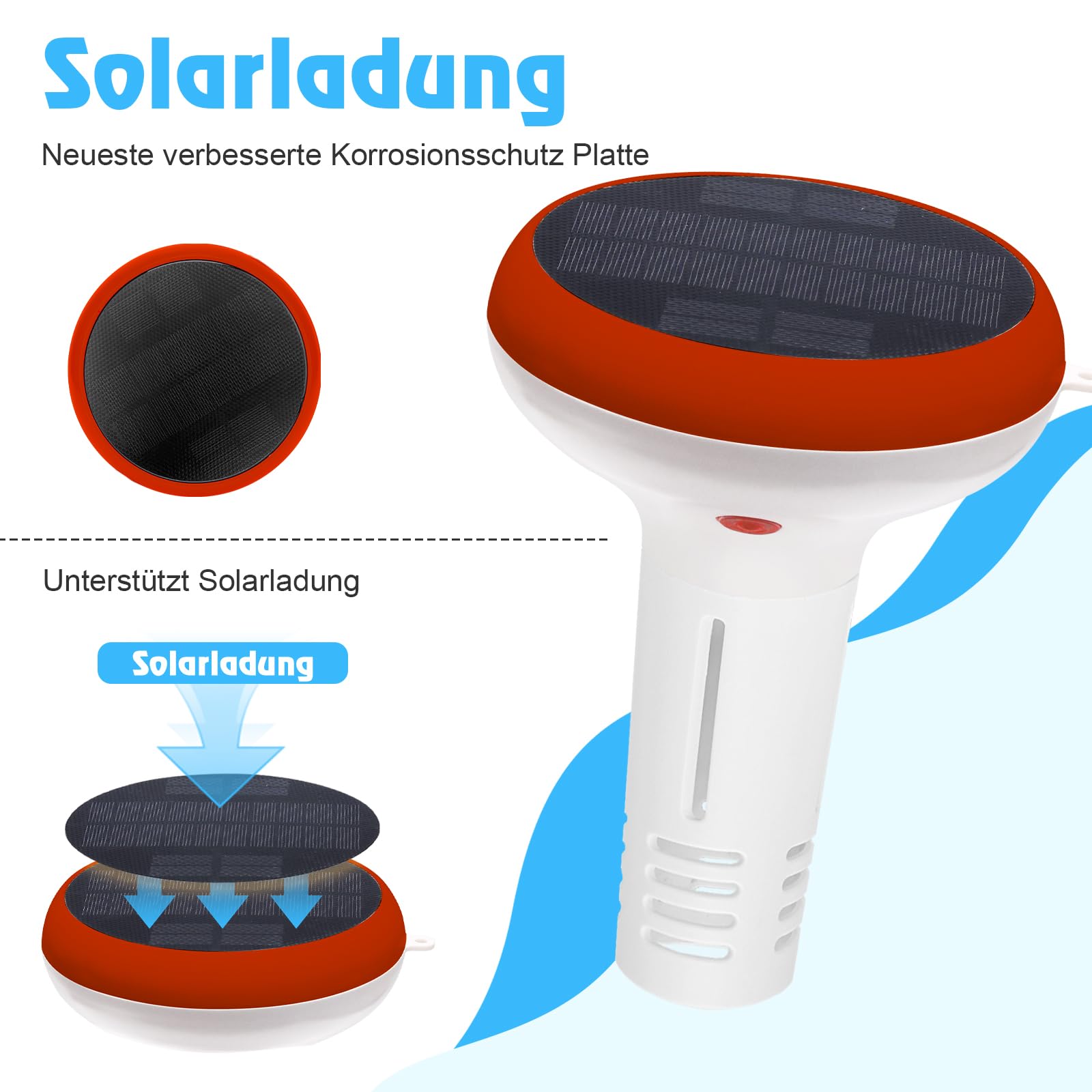 Pool pH Salz Monitor, WLAN pH Messgerät und Salzgehalttester, Intelligenter pH Salz TDS EC Temp Monitor für Schwimmbäder 5 in 1, Schwimmender Solarbetriebener Salzmonitor für Salzwasser Whirlpool Spa