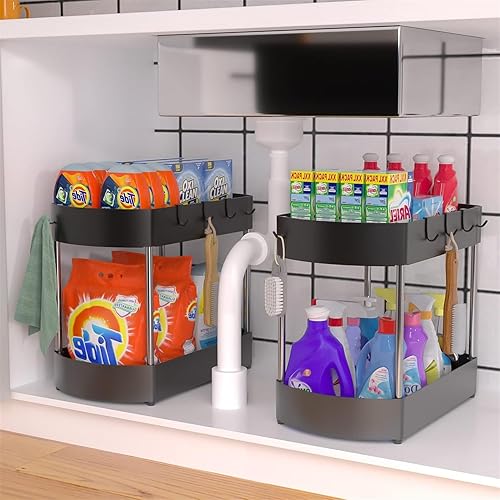 JZVXX Organizadores y almacenamiento debajo del fregadero organizador de gabinete de cocina de baño diseño hidrofóbico antioxidante volumen