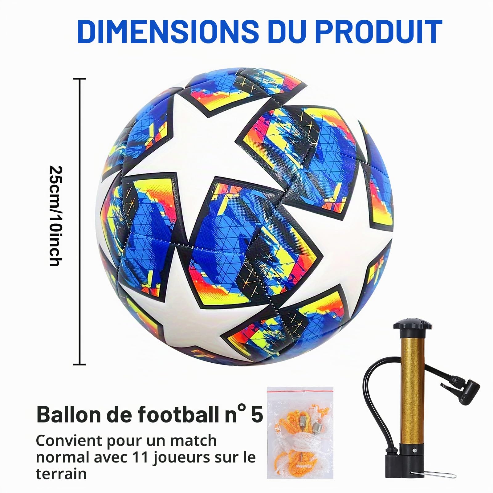 BORDEAG Ballon De Foot: Ballon De Football, Ballons Foot Taille 5, Ballon De Football Incurvé avec avec Pompe De Ballon, Aiguilles, Sac en Filet Our Fan De Football, Entraîneur, Papa, Anniversaire