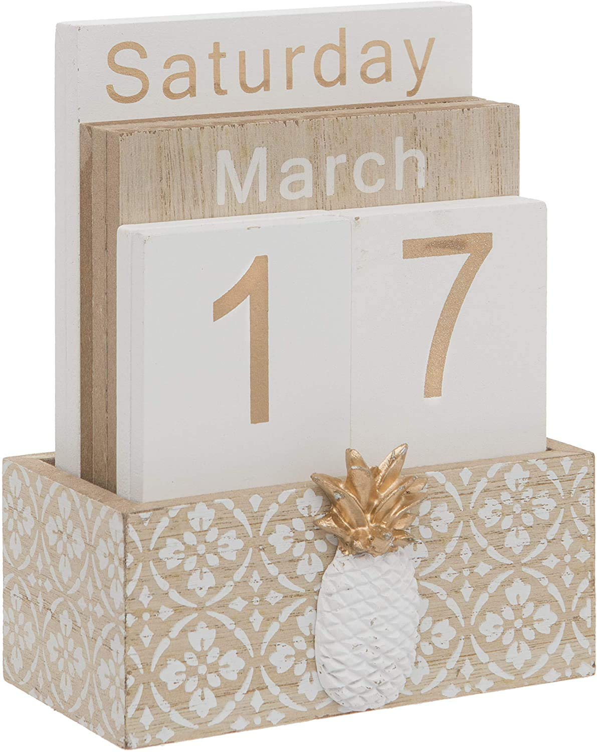 Buy TEYU Pineapple Wooden Vintage Perpetual Calendar Month Week Date Buy TEYU Pineapple Wooden Vintage Perpetual Calendar Month Week Date