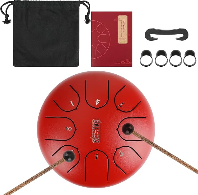 Bestcool Steel Tongue Drum, 8 Notes 6 inches Panda Drum C-Key Handpan Drums Tongue Drum Set with Bag Music Book Mallets Finger Picks Note Stickers for Beginner Kids Adults