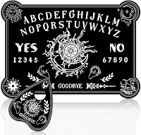 WEBEEDY Black Wooden Spirit Talking Board with Planchette Divination Board with Sun Moon and Star, Pendulum Dowsing Divination Boards Set for Adult Family Party Gathering Metaphysical Message Supplies