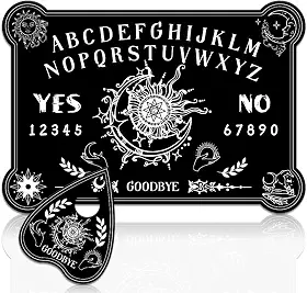 WEBEEDY Black Wooden Spirit Talking Board with Planchette Divination Board with Sun Moon and Star, Pendulum Dowsing Divination Boards Set for Adult Family Party Gathering Metaphysical Message Supplies