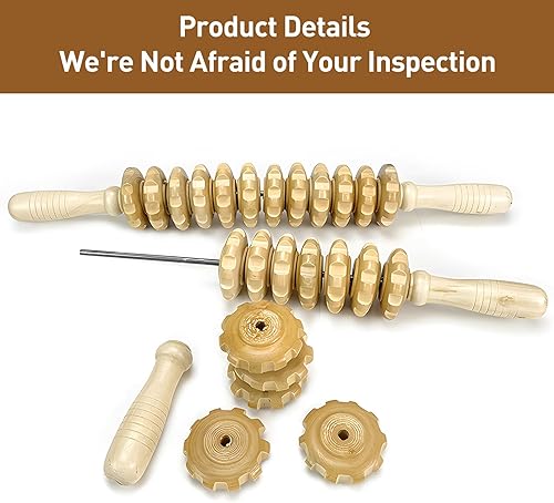 Miniatura 4 de Puntos de disparo de rodillo de masaje de madera manual para liberar celulitis, dolor muscular, voladura muscular, herramienta de alivio del vientre