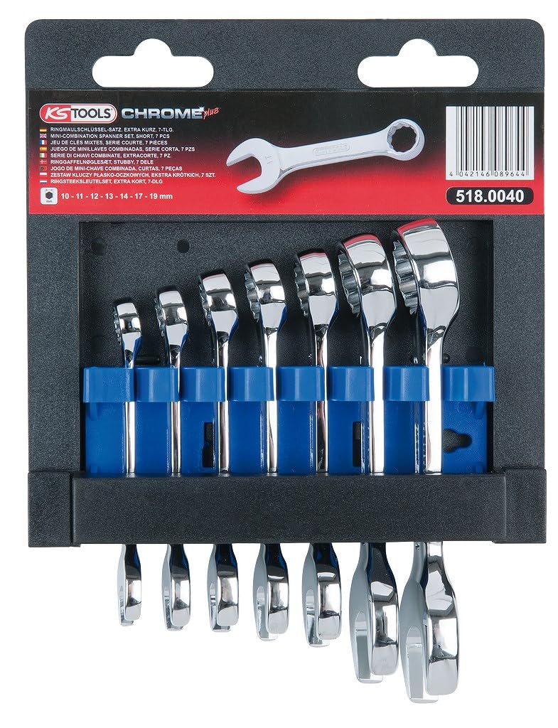 Clés mixtes courtes Ks Tools 518.0040 avec finition chromée brillante CHROMEplus